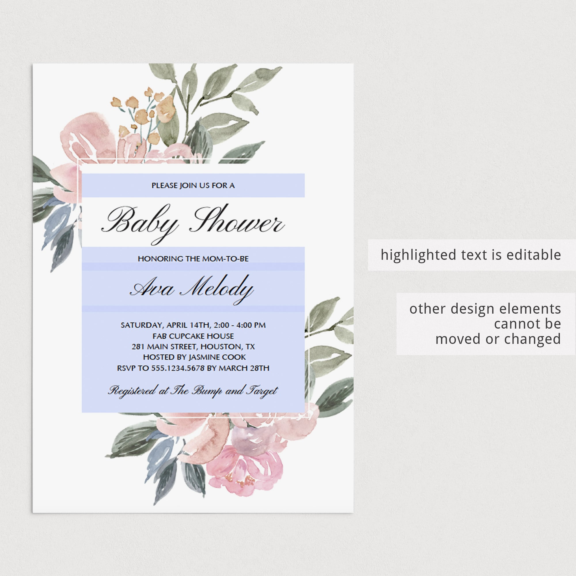 Editable baby shower invitation template for whimsical themed baby shower by LittleSizzle