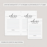 Elegant Bridal Shower Advice Card Printable