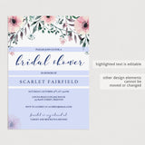 Pink Floral Bridalshower Invitation Cards Printable