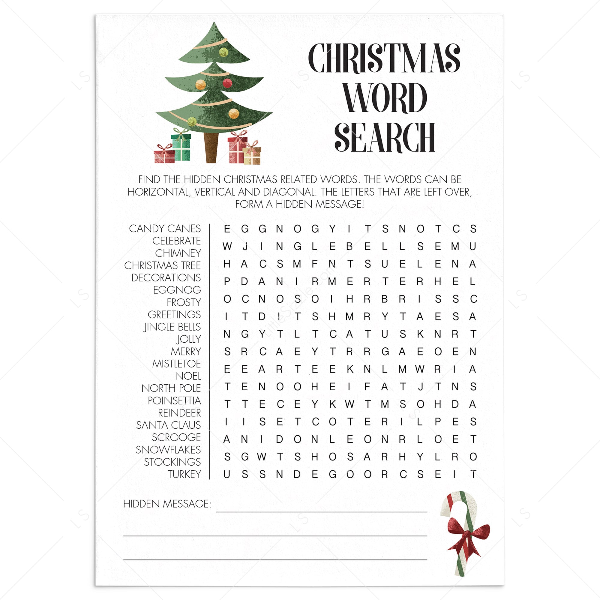 Xmas Word Search Game Printable by LittleSizzle