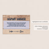 Rustic Display Shower Insert Card Unwrapped Gift