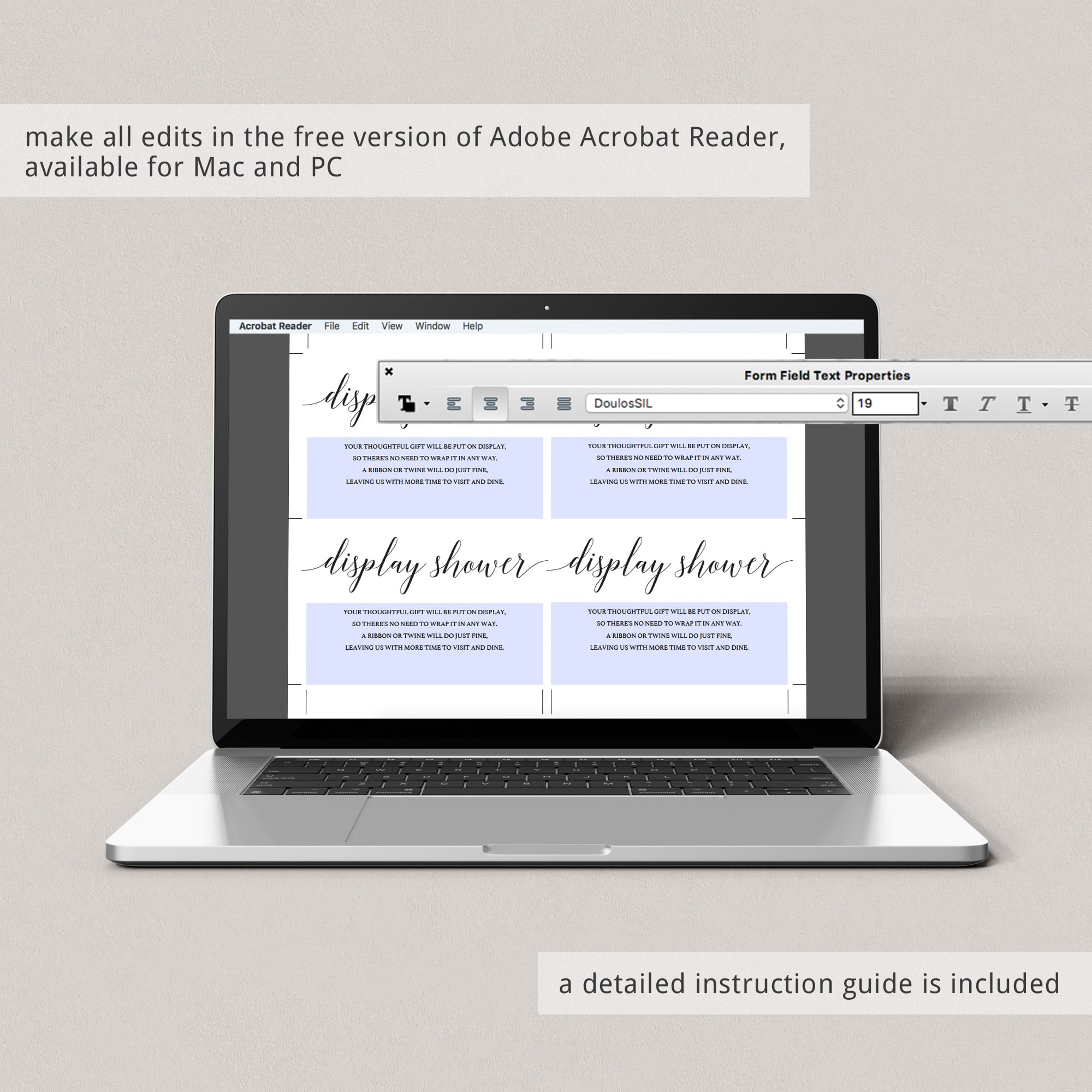 Printable display shower inserts by LittleSizzle