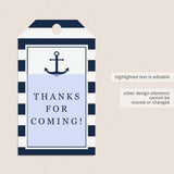 Nautical bridal shower thank you tags by LittleSizzle
