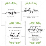 Greenery baby shower activities printable table sign by LittleSizzle