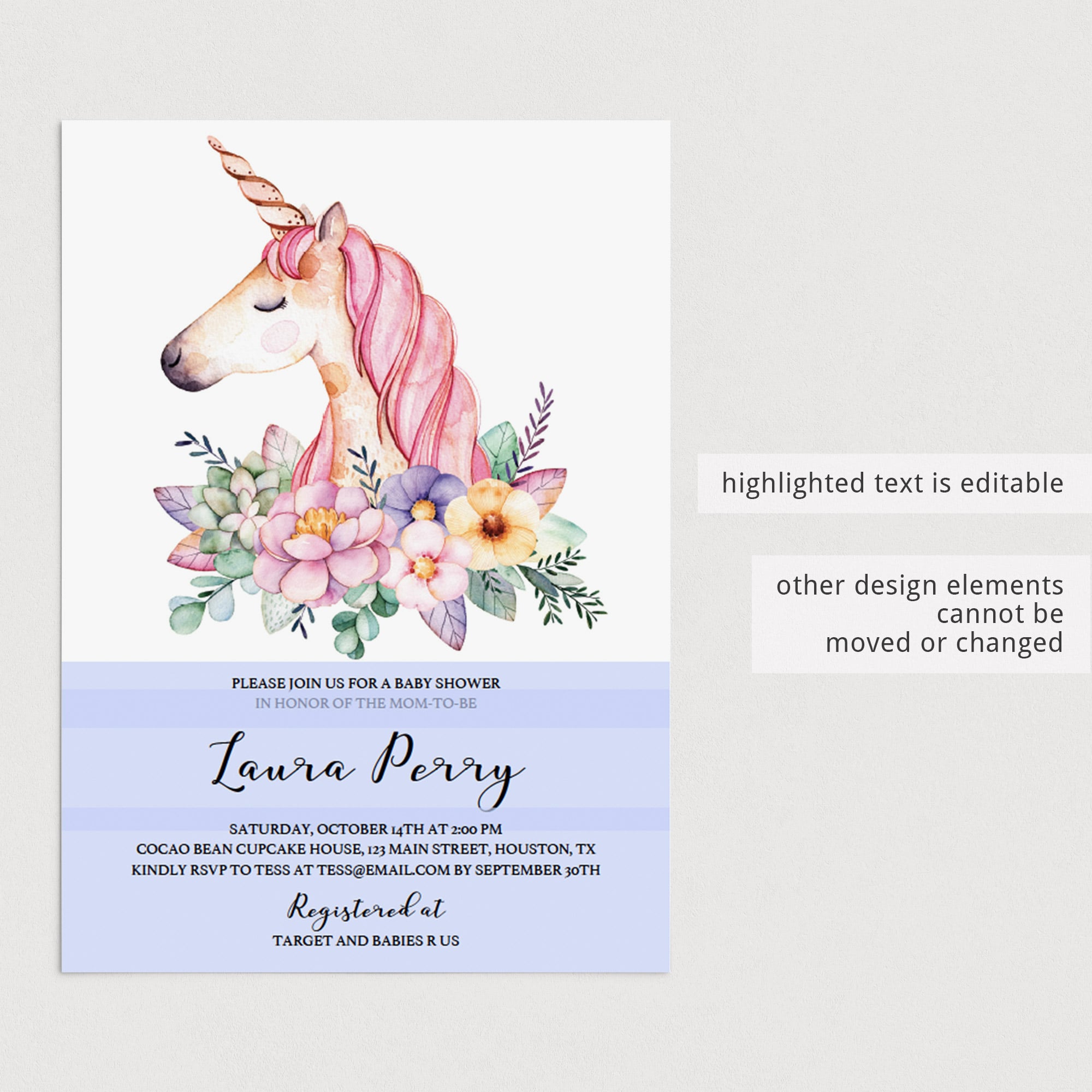 Editable baby shower invitation girl template by LittleSizzle