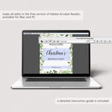 Greenery Leaves Party Welcome Board Template
