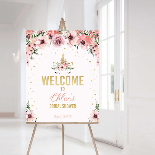 Unicorn Bridal Shower Welcome Sign Template by LittleSizzle