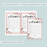 Spring Wedding Well Wishes Cards Printable
