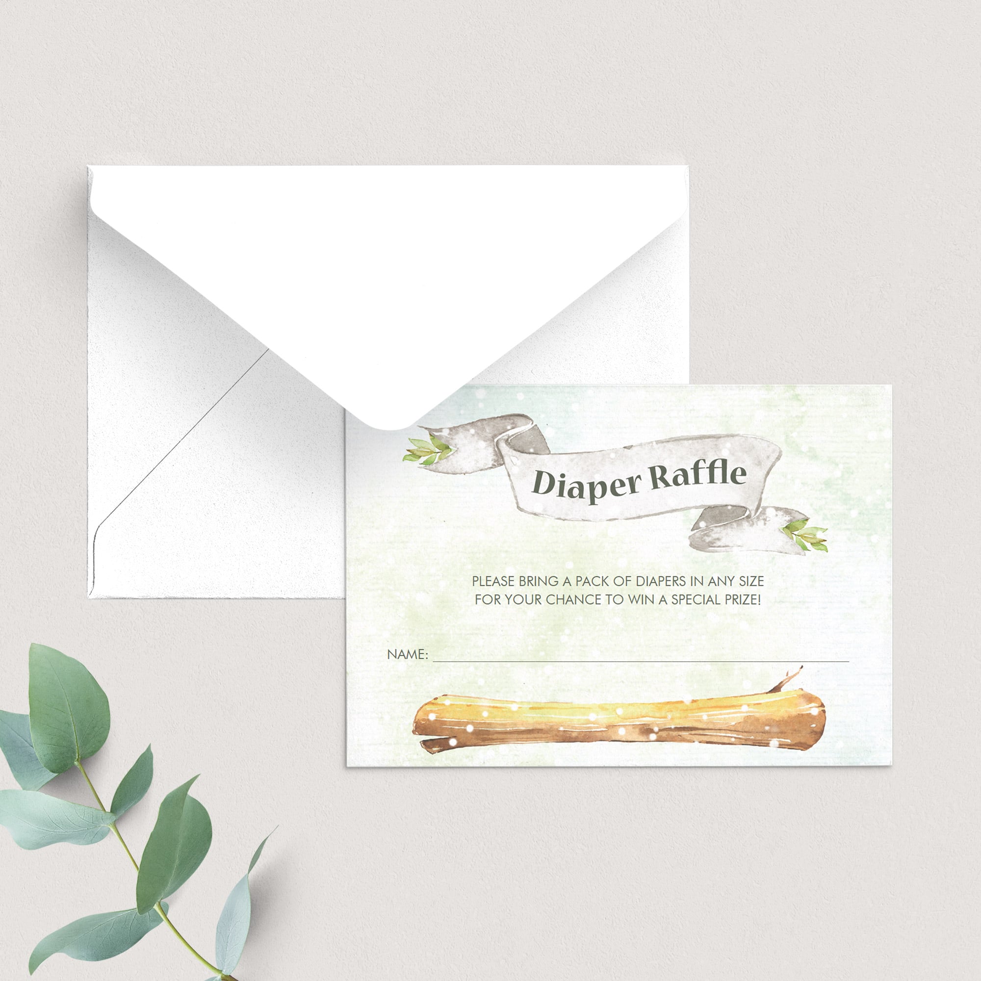 Printable diaper raffle cards for winter baby party by LittleSizzle