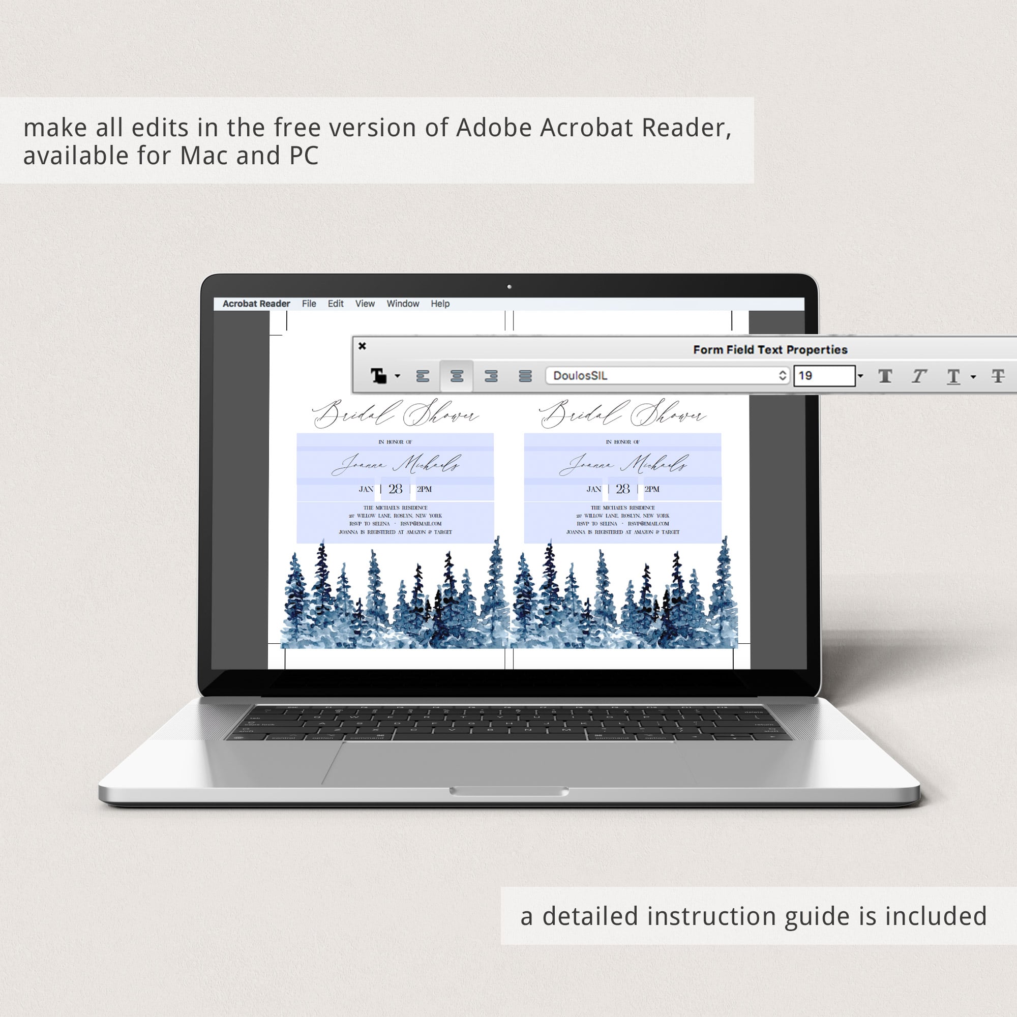 DIY enchanted bridal shower invitation Winter bridal shower invitation template by LittleSizzle