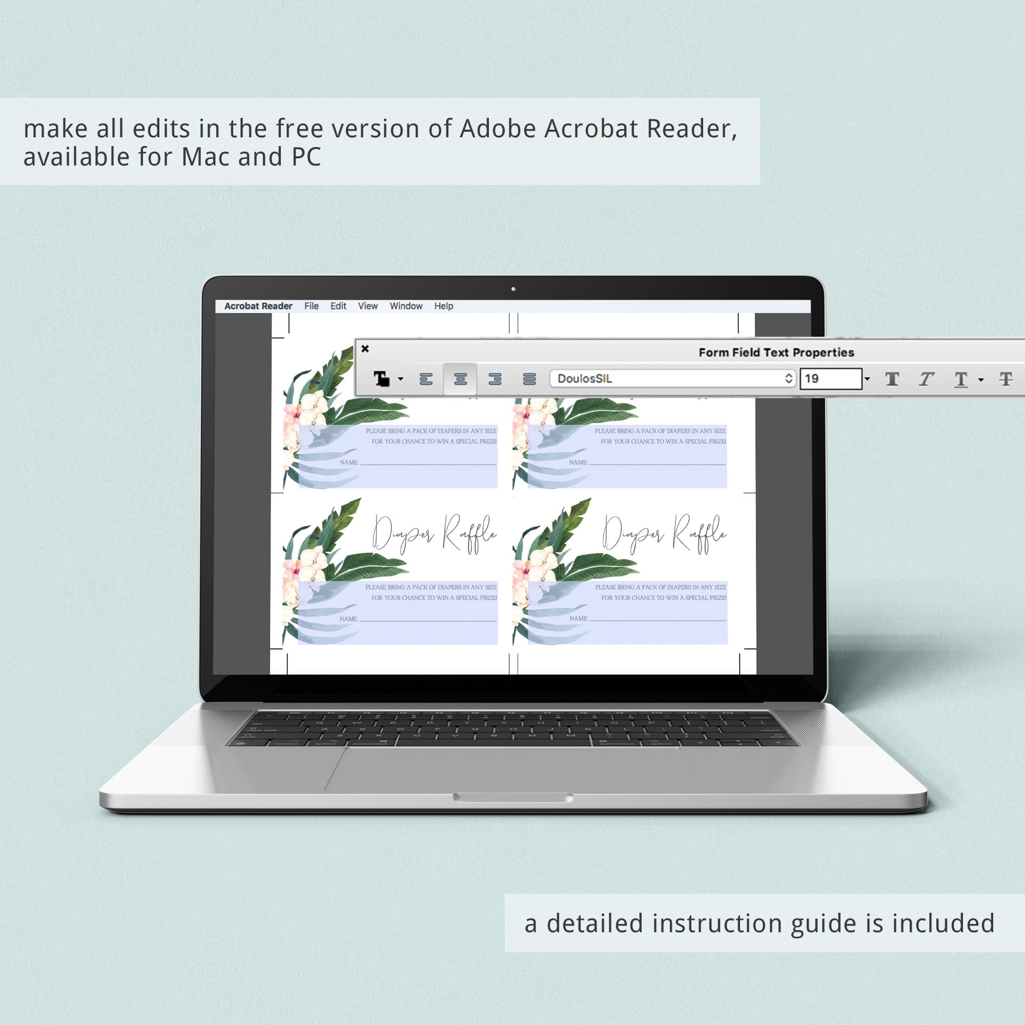 Green and floral baby shower diaper raffle cards by LittleSizzle