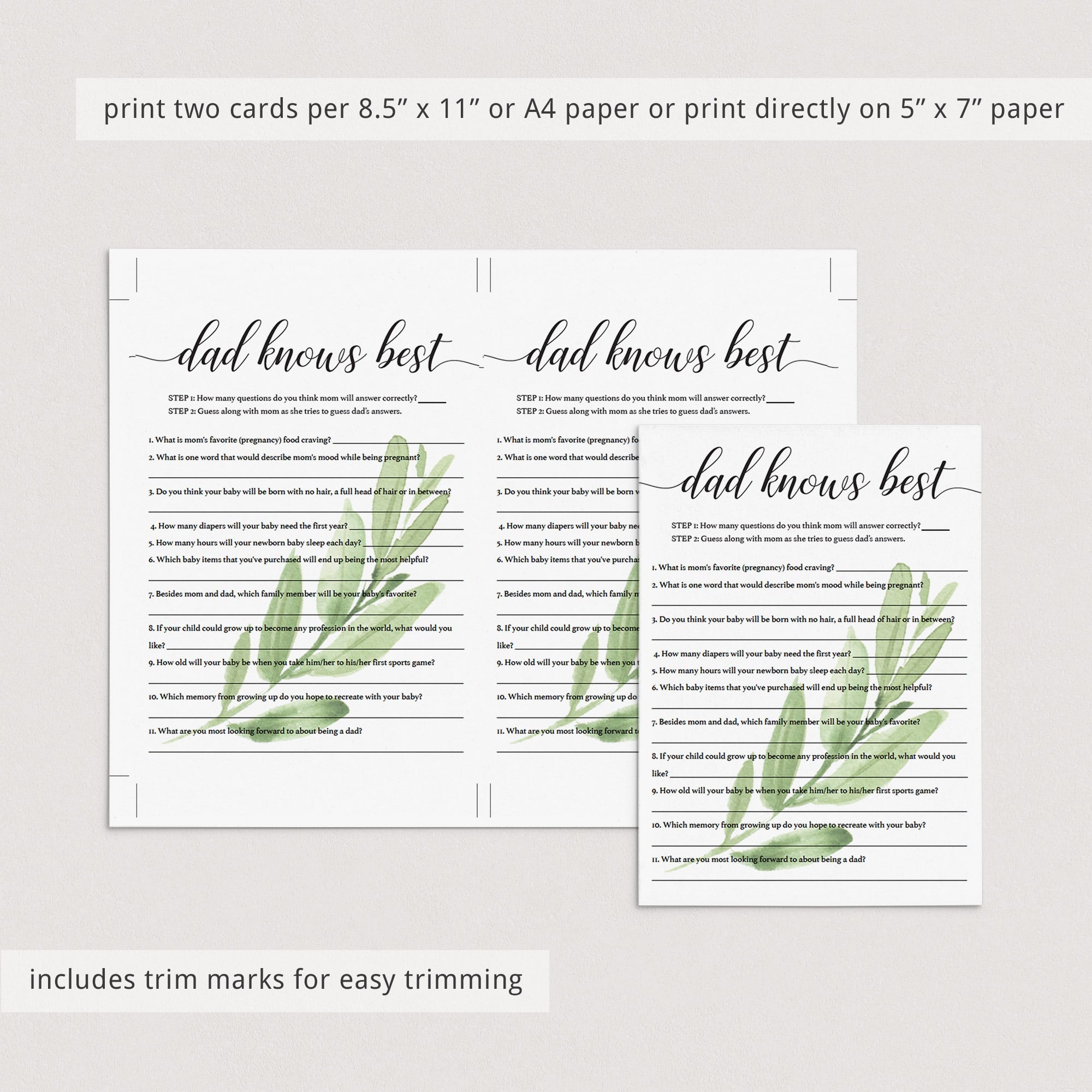 Dad knows best baby shower game template by LittleSizzle