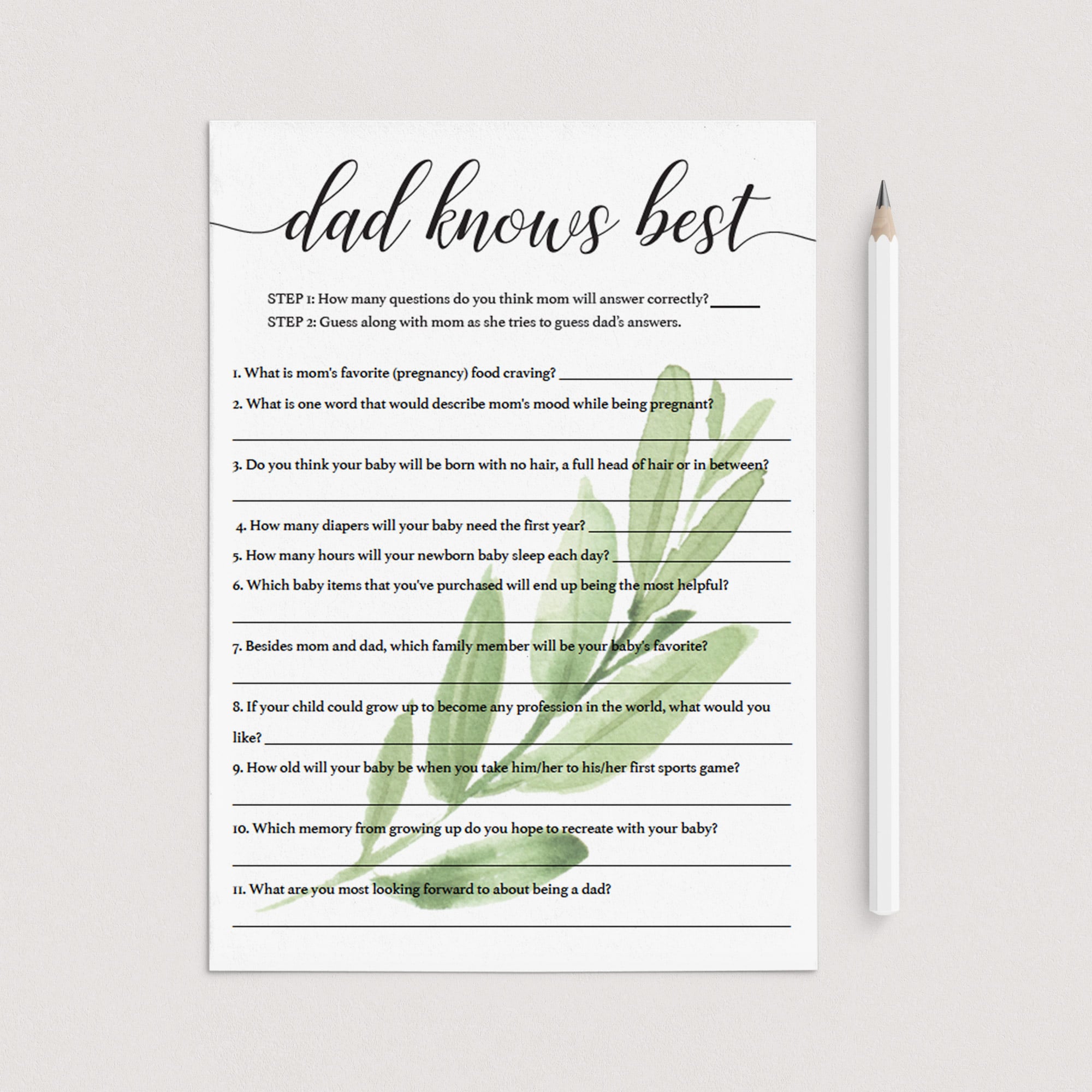 Baby shower dad games instant download by LittleSizzle