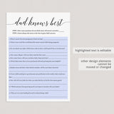 Editable baby shower games dad knows best by LittleSizzle