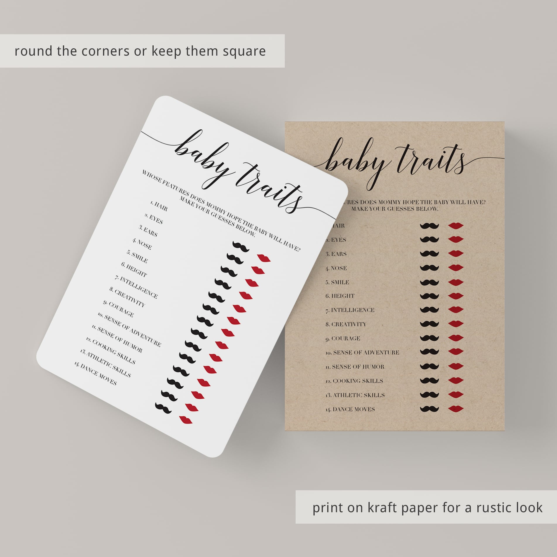 Rustic kraft paper baby shower games by LittleSizzle