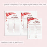 Finish My Phrase Game for Couples Printable