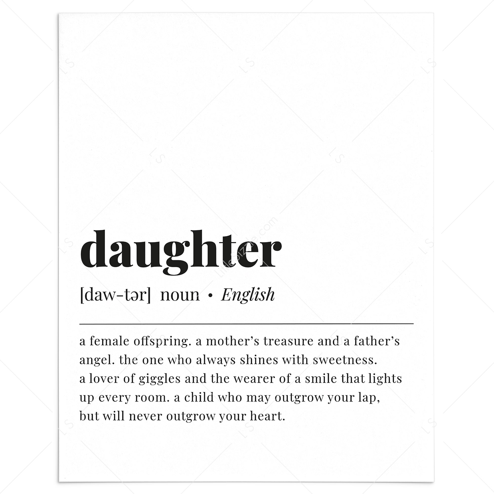 Daughter Definition Print Digital Download by LittleSizzle