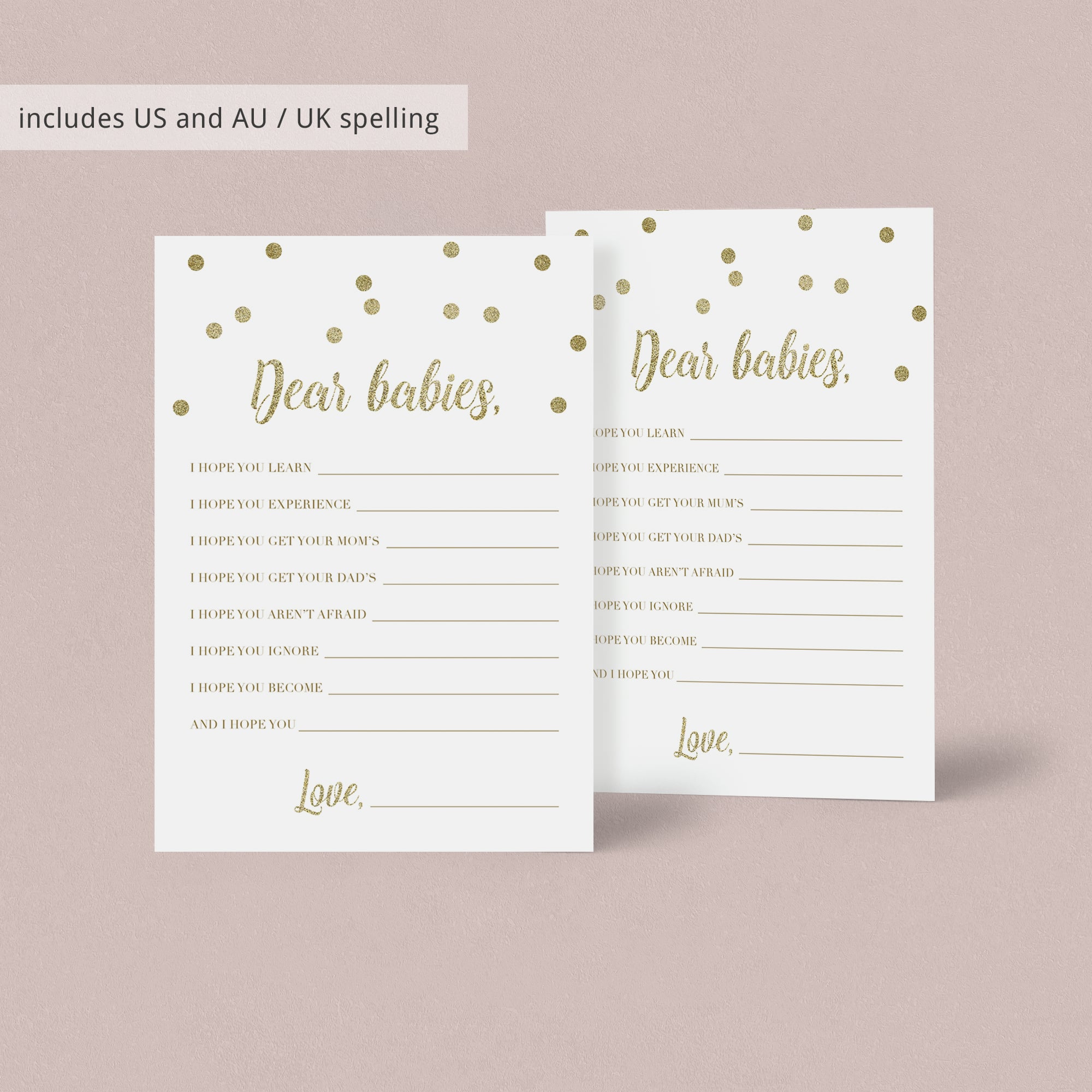 Dear babies pdf for twin babyshower by LittleSizzle