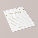 Dear Babies Cards for Gold Baby Shower Printable