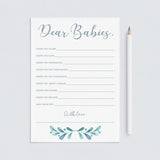 Twins baby shower games printable dear babies blue and silver by LittleSizzle