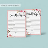 Pink flowers on baby wish cards download PDF by LittleSizzle