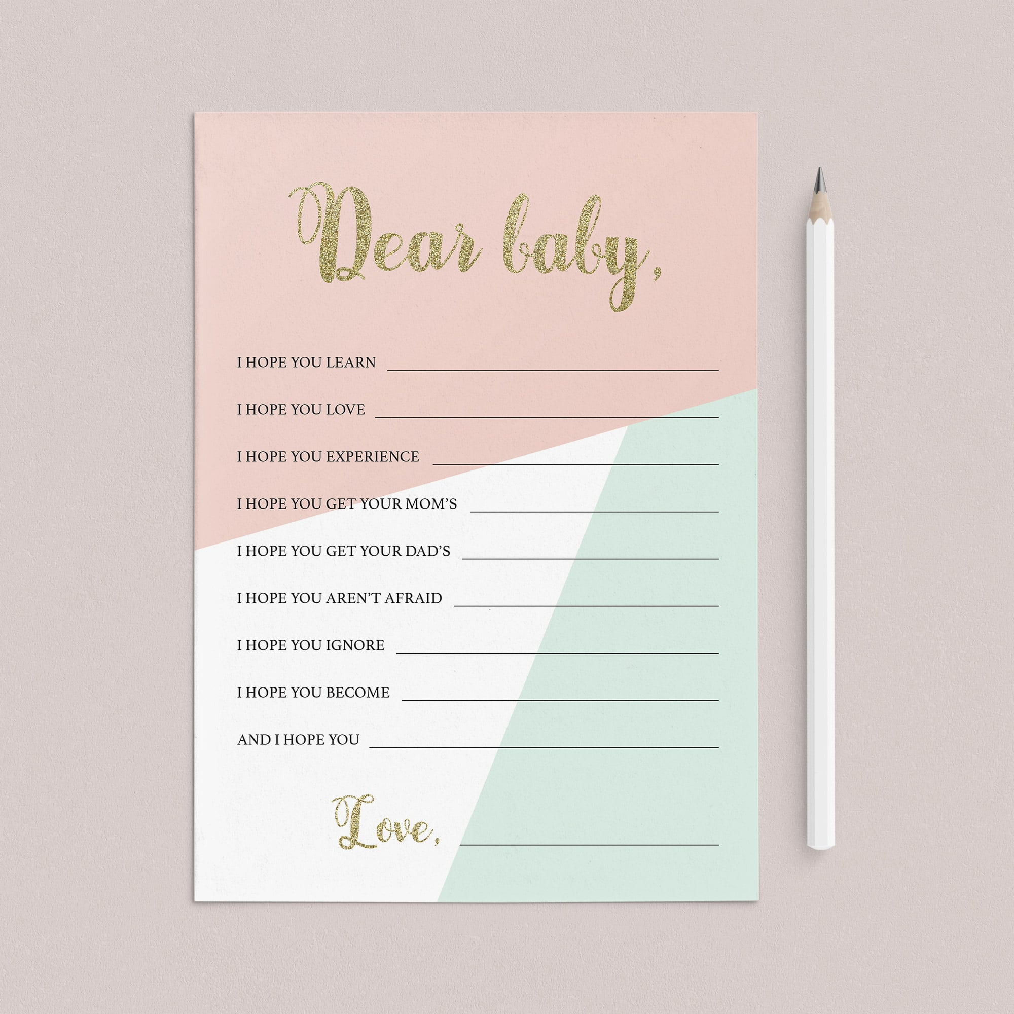 Printable baby shower keepsakes for girls by LittleSizzle