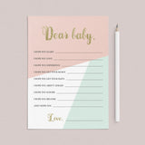 Printable baby shower keepsakes for girls by LittleSizzle