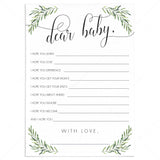 Well Wishes for Baby Cards Greenery Theme Instant Download by LittleSizzle