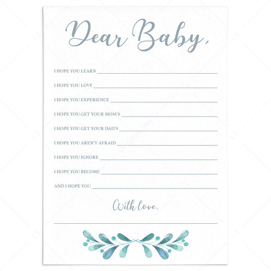 Blue and silver wishes for baby card printable by LittleSizzle