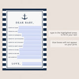 Nautical Wishes for the New Baby Printable & Virtual Files