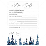 Dear Baby Wishes Cards with Watercolor Pine Trees