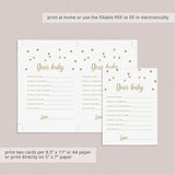 Virtual and Printable Baby Shower Keepsakes Gold Confetti