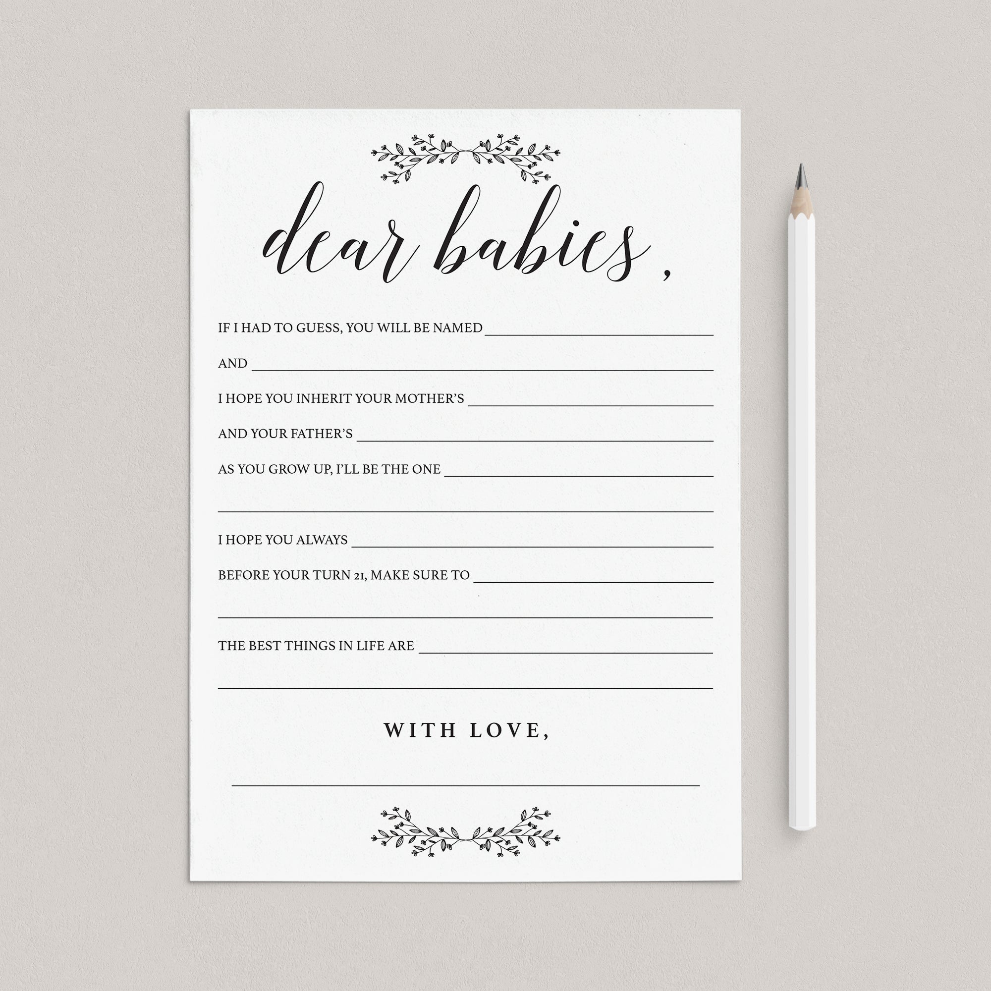 Twin Baby Shower Wish Cards Digital Download by LittleSizzle