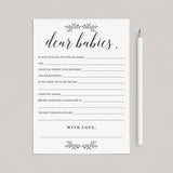 Twin Baby Shower Wish Cards Digital Download by LittleSizzle