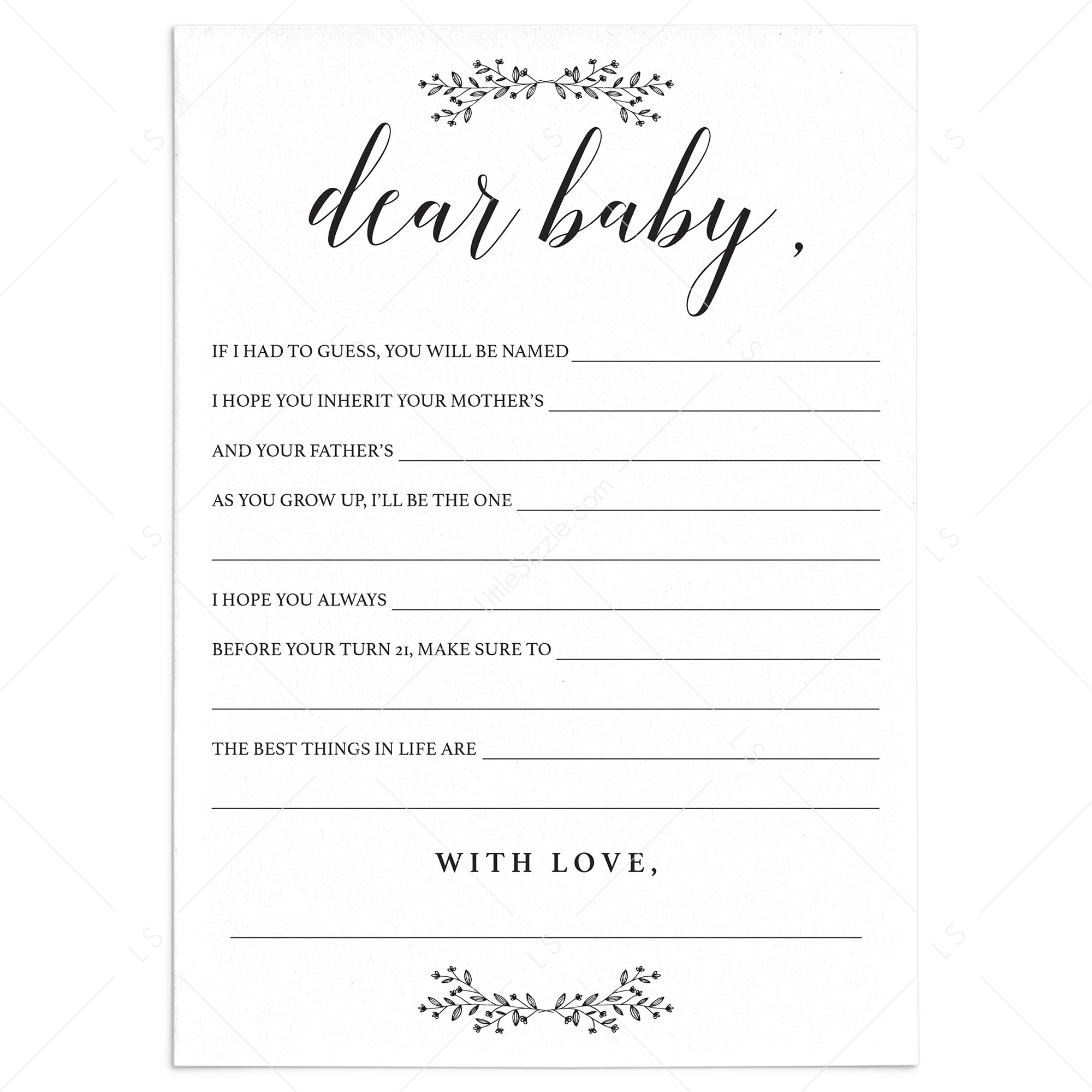 Rustic Baby Shower Wish Cards Printable by LittleSizzle