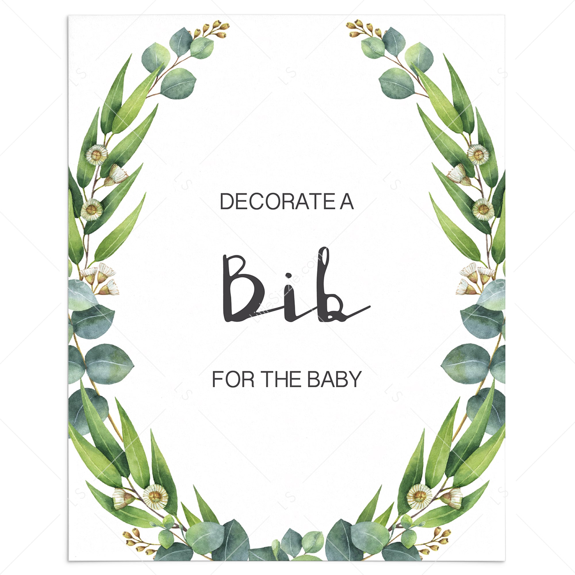 Decorate a bib for baby shower sign greenery by LittleSizzle