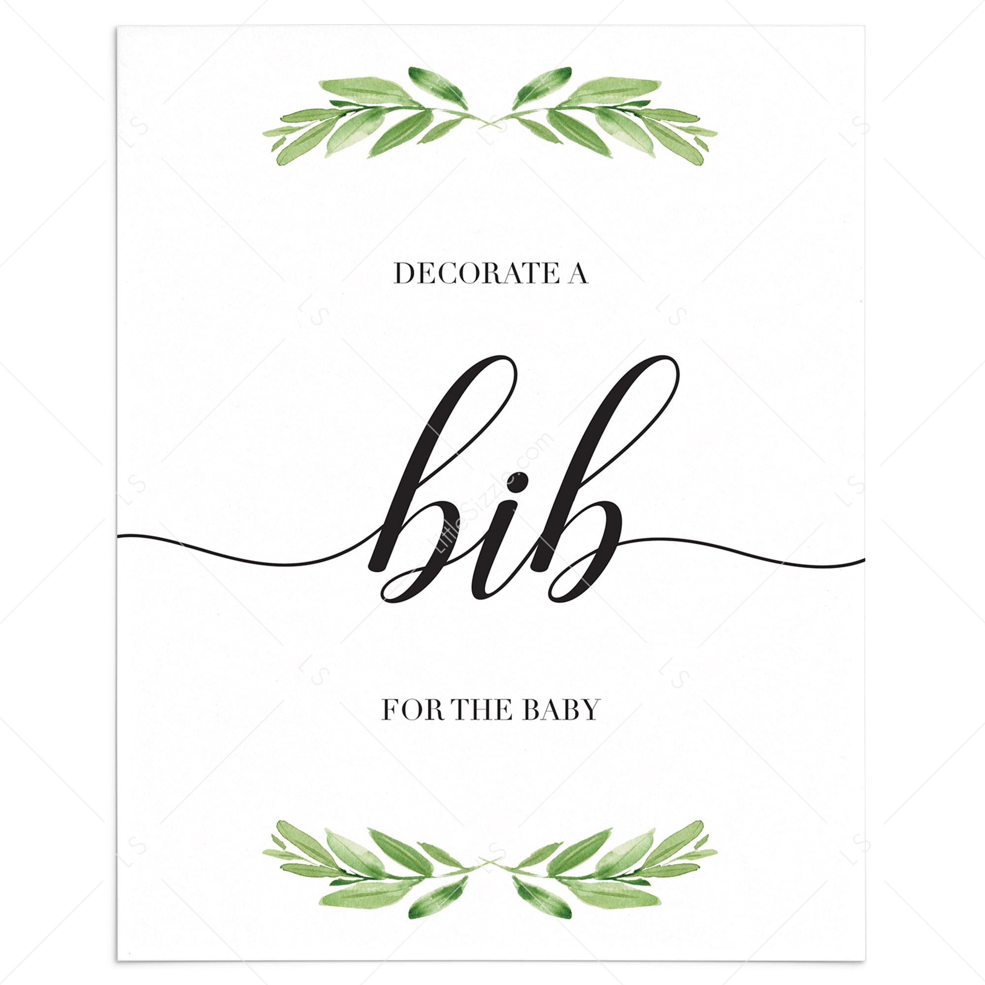 Decorate a bib for baby shower game sign printable by LittleSizzle