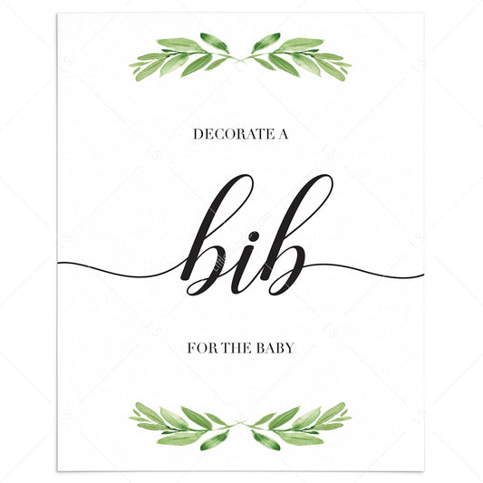 Decorate a bib for baby shower game sign printable by LittleSizzle