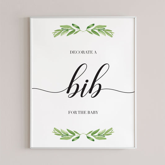 Decorate a bib for baby shower game sign printable by LittleSizzle