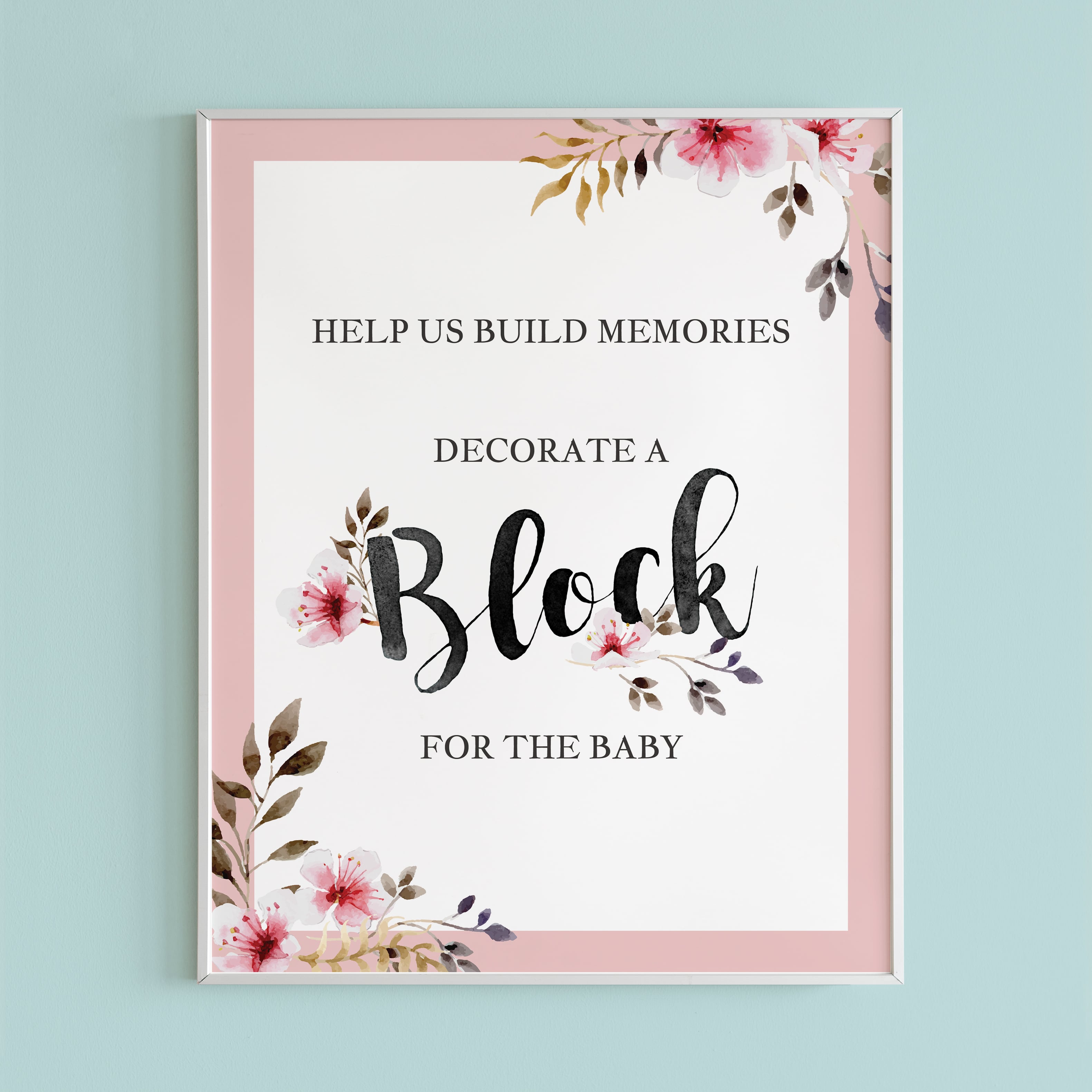 Decorate a block for baby girl shower table decor printable by LittleSizzle