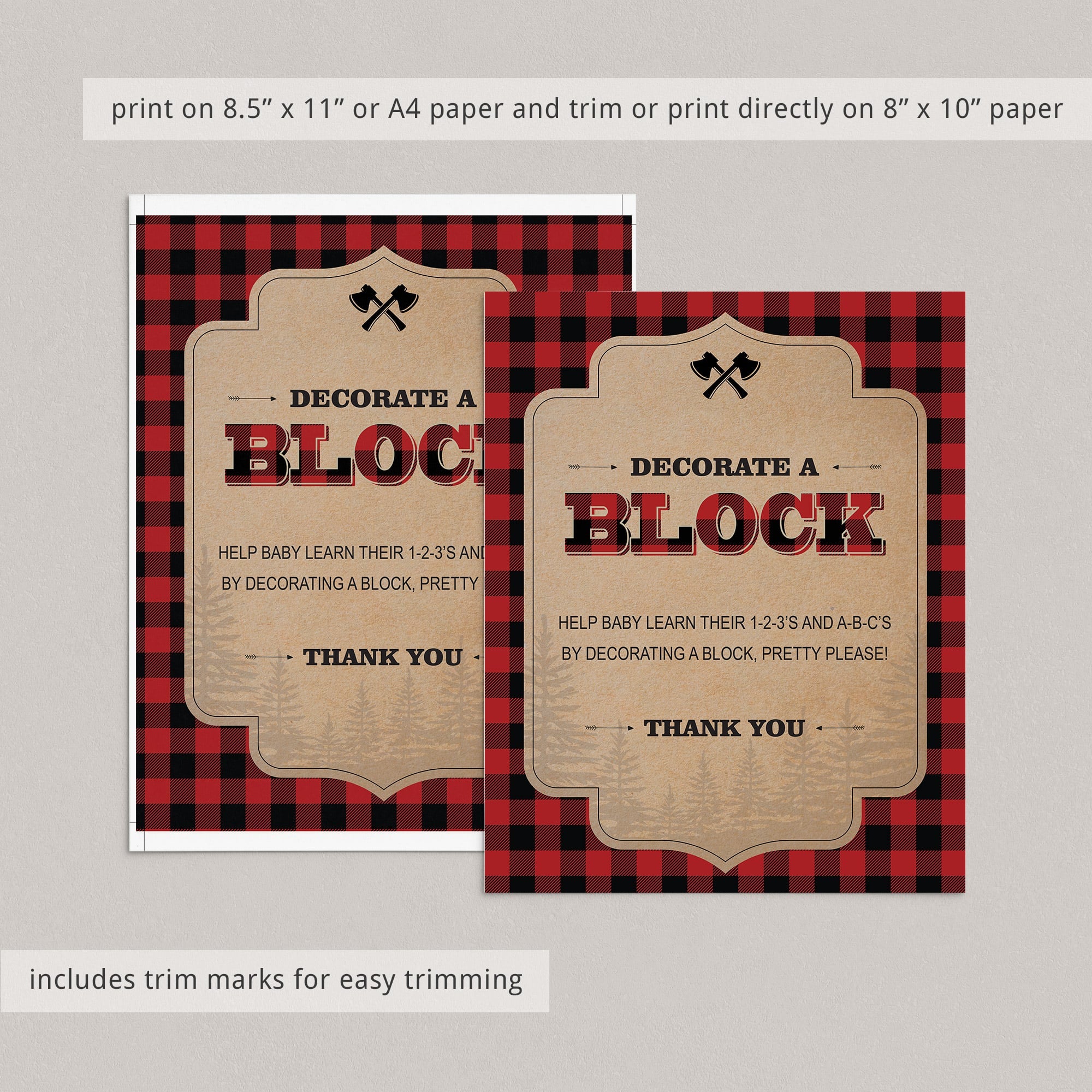 Instant download wood baby shower activity instructions DIY by LittleSizzle