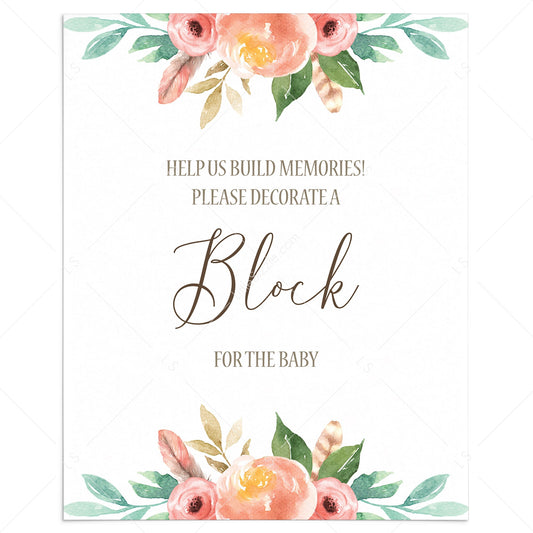 Help us Build Memories Baby Shower Activity Sign by LittleSizzle