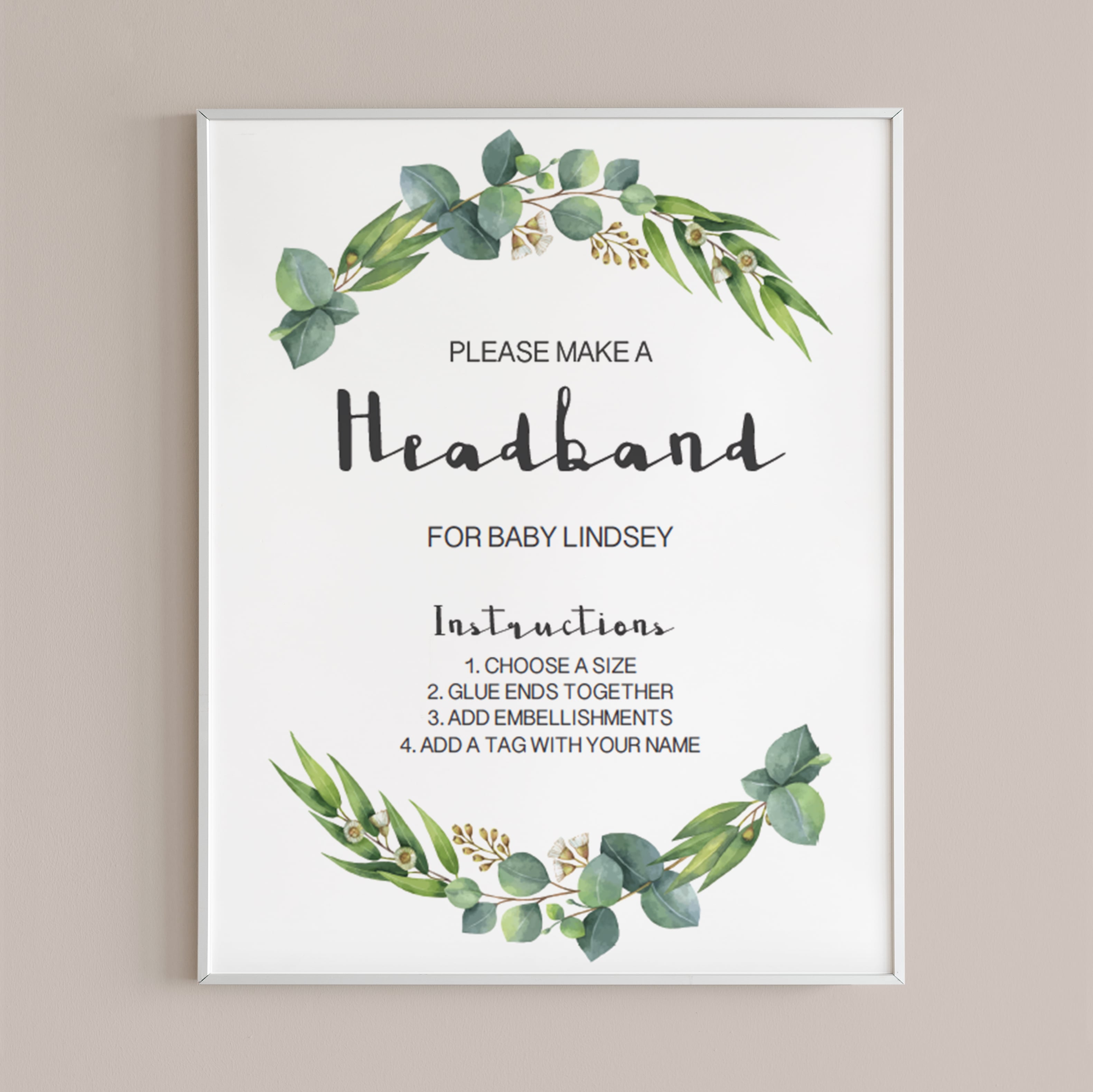 Headband station game sign for girl baby shower by LittleSizzle