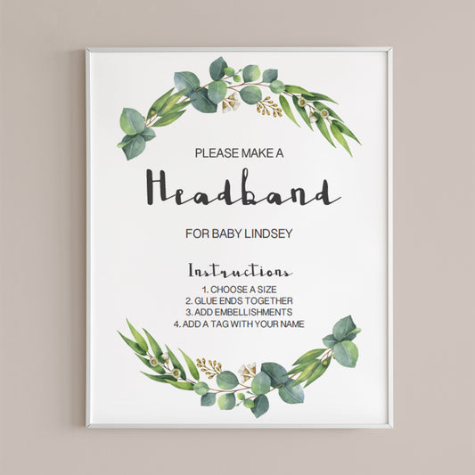Headband station game sign for girl baby shower by LittleSizzle