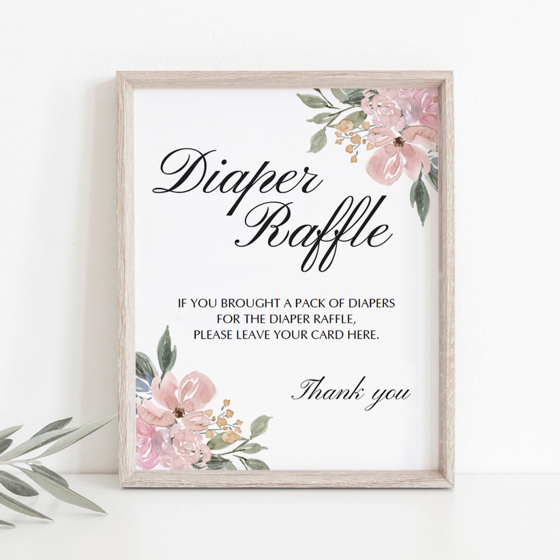 Pink floral baby printable diaper raffle sign by LittleSizzle
