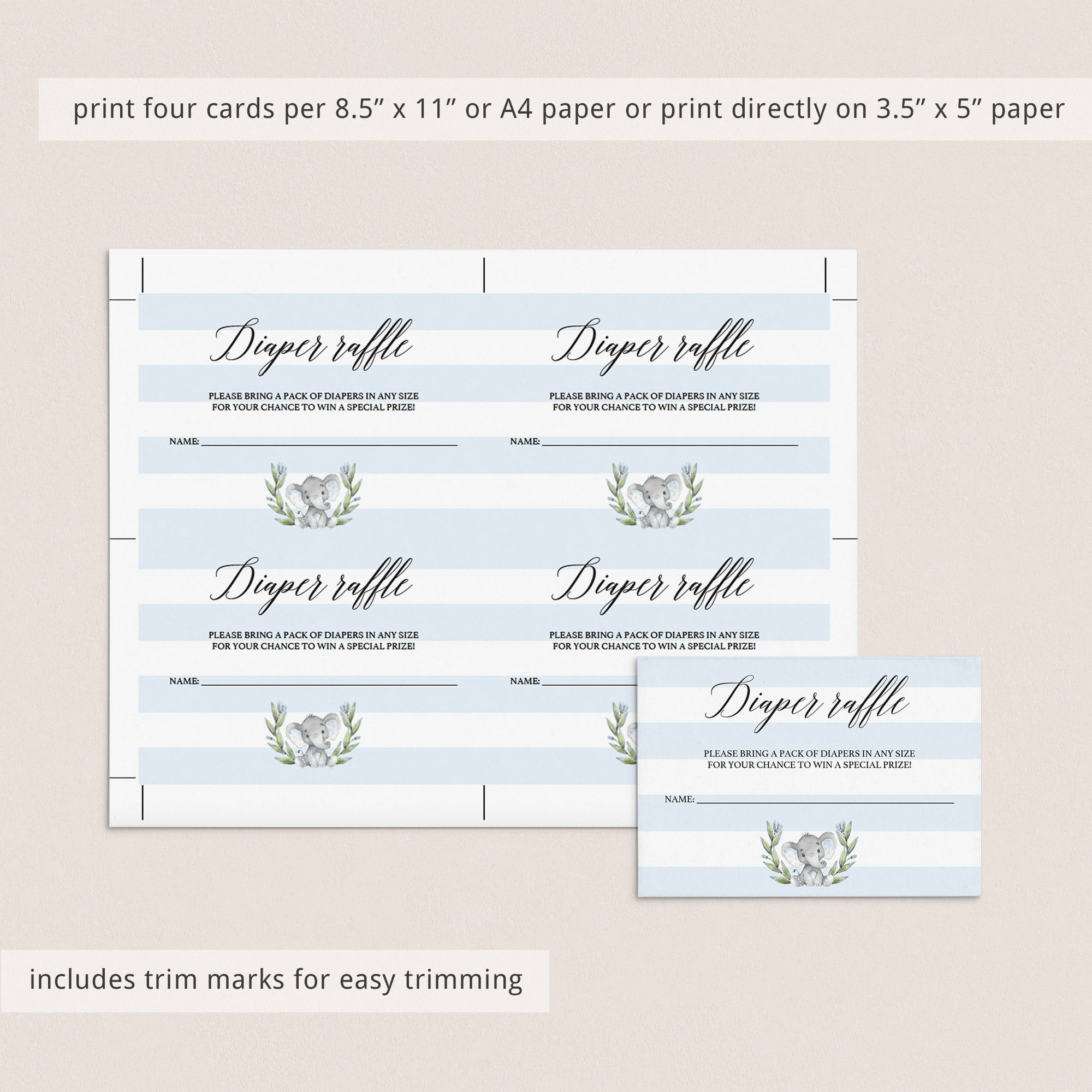 Printable diaper raffle ticket for boy baby shower by LittleSizzle