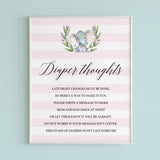 Pink white baby shower diaper thoughts game printable by LittleSizzle