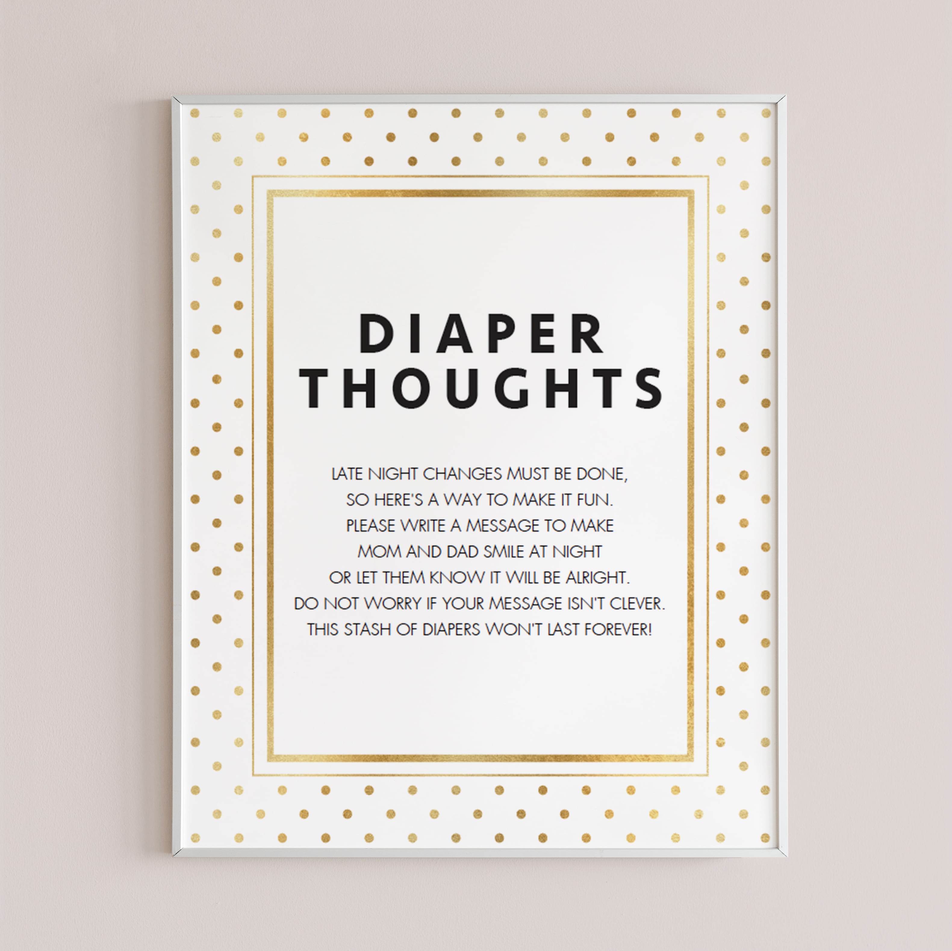 Printable fun baby shower activity diaper thoughts sign by LittleSizzle