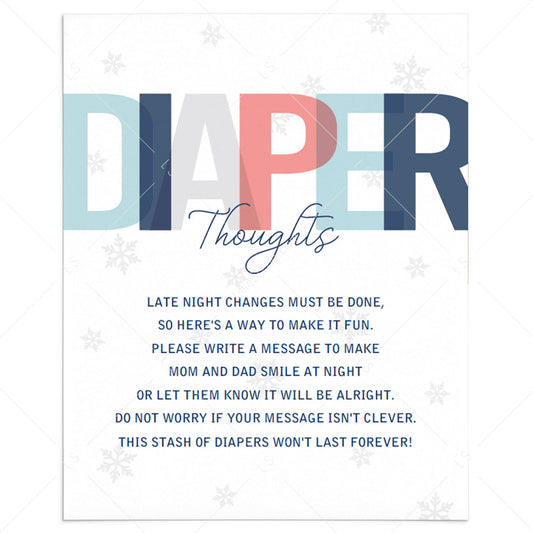 Printable diaper thoughts for boy baby shower by LittleSizzle