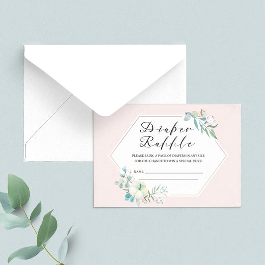 Instant download diaper raffle cards for girl shower by LittleSizzle